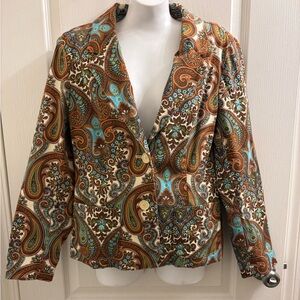 Harold's Vintage Vibrant Paisley Blazer in Brown and Turquoise